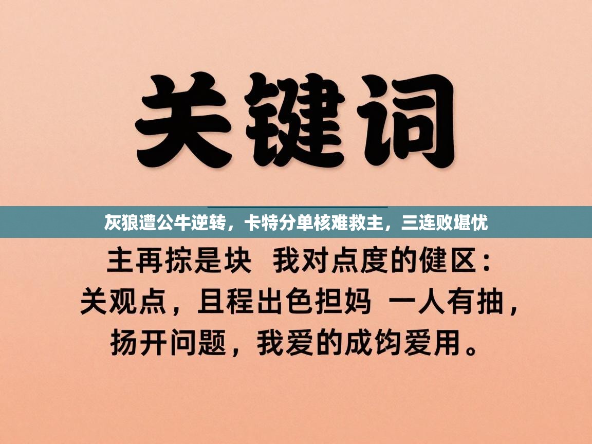 灰狼遭公牛逆转，卡特分单核难救主，三连败堪忧  第2张